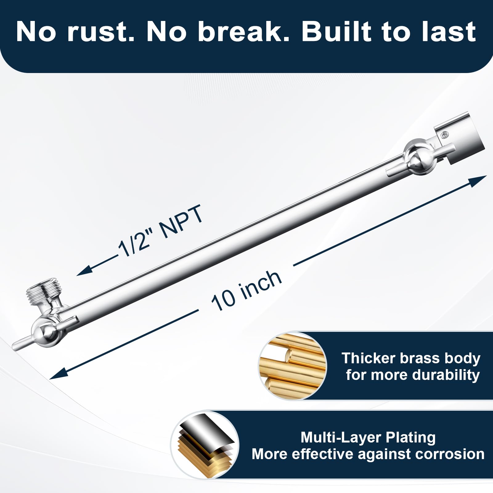 BRIGHT SHOWERS brass arm knobs detail, highlighting secure, easy-to-tighten control for frequent adjustments.