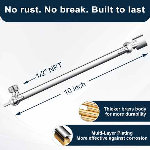 BRIGHT SHOWERS brass arm knobs detail, highlighting secure, easy-to-tighten control for frequent adjustments.