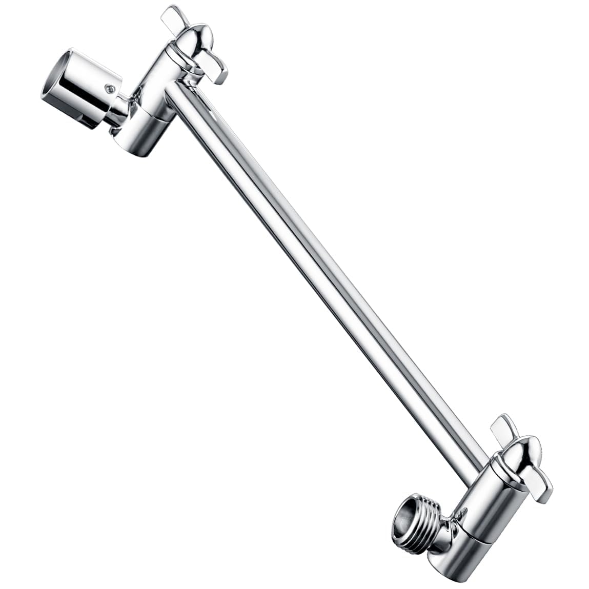 BRIGHT SHOWERS brass extension arm 10-inch, showcasing durable reach for rainfall or handheld setup.