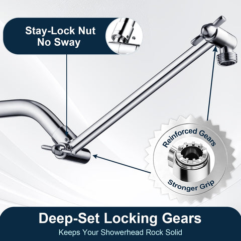 BRIGHT SHOWERS chrome finish close-up shows corrosion resistance and easy cleaning.