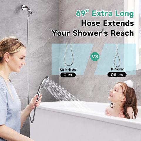 Easy installation with Adjustable bracket and Teflon tape for standard shower arms