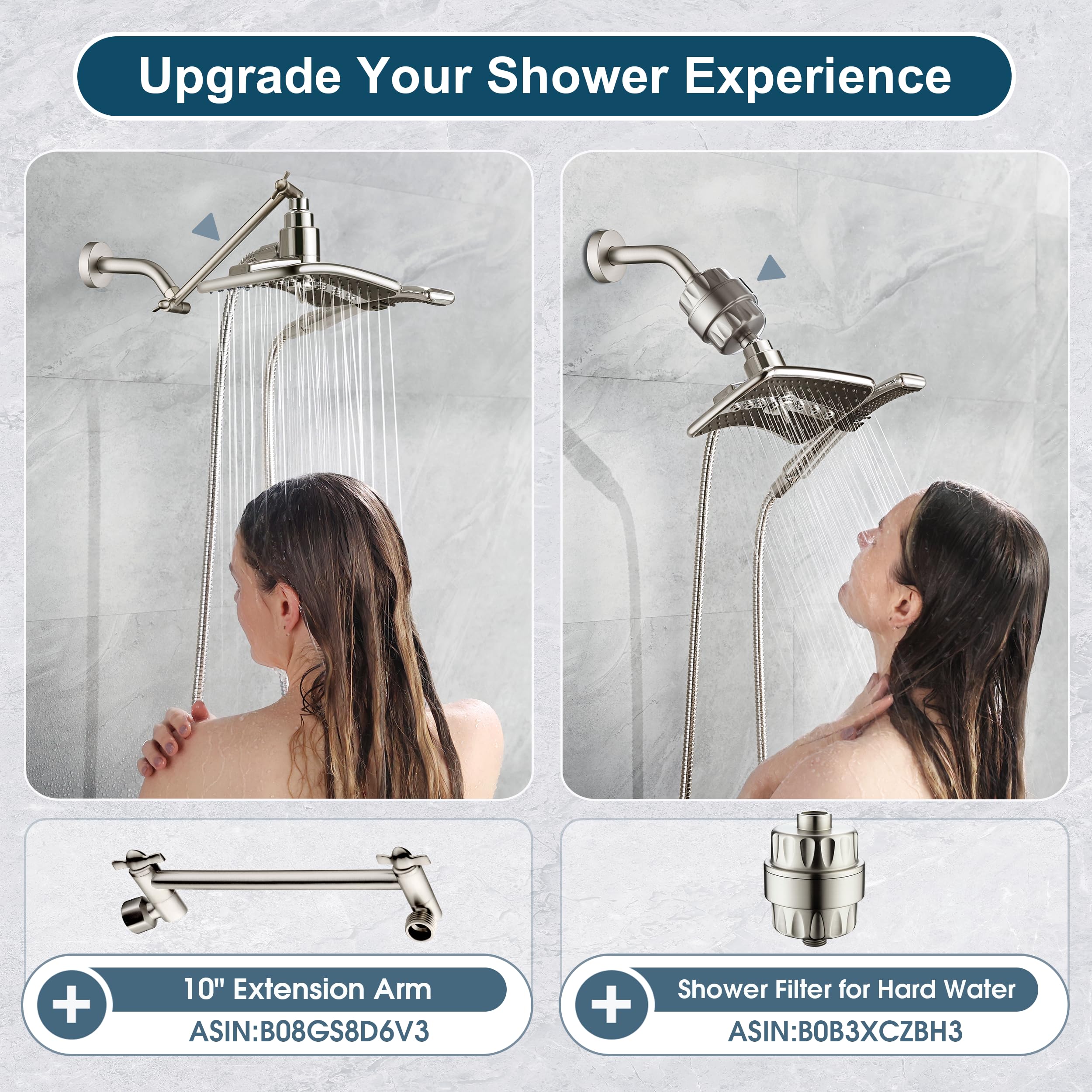 BRIGHT SHOWERS easy tool-free install fits standard shower arm in minutes