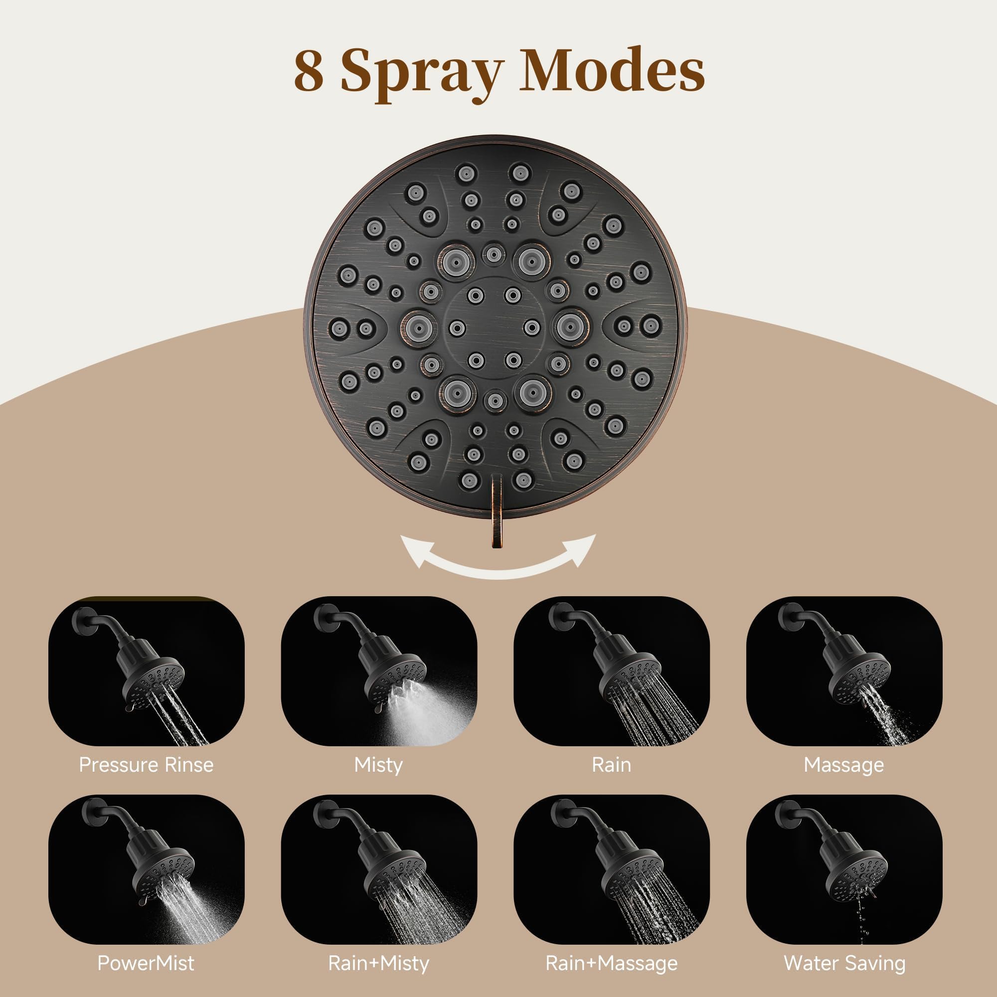 BRIGHT SHOWERS universal ½ inch connection fits most shower arms for easy installation.