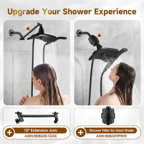 BRIGHT SHOWERS four spray settings for personalized shower experiences.