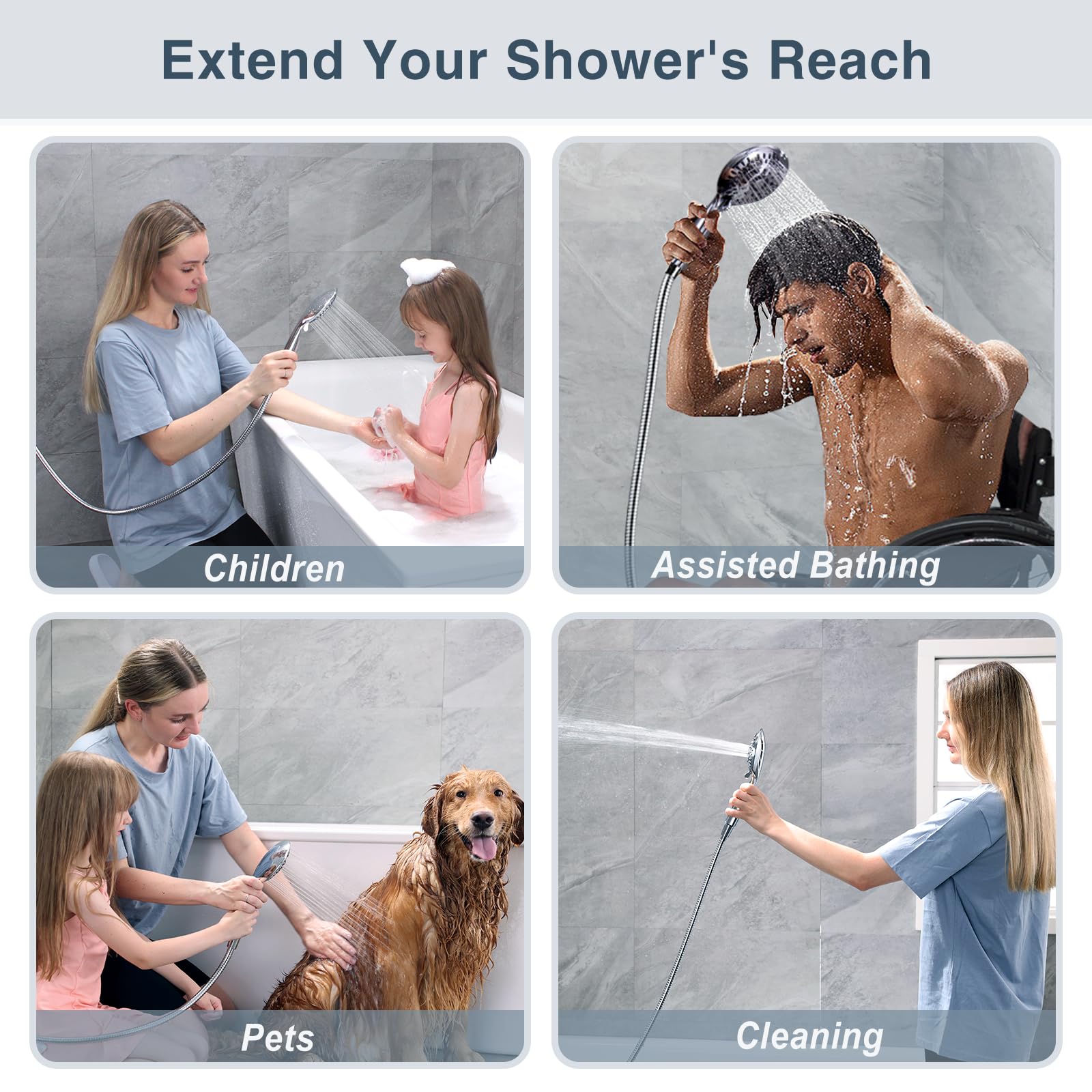 Bright Showers half-inch brass connector fits standard hand showers