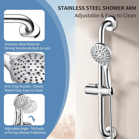 BRIGHT SHOWERS handheld shower head with adjustable height for versatile use.