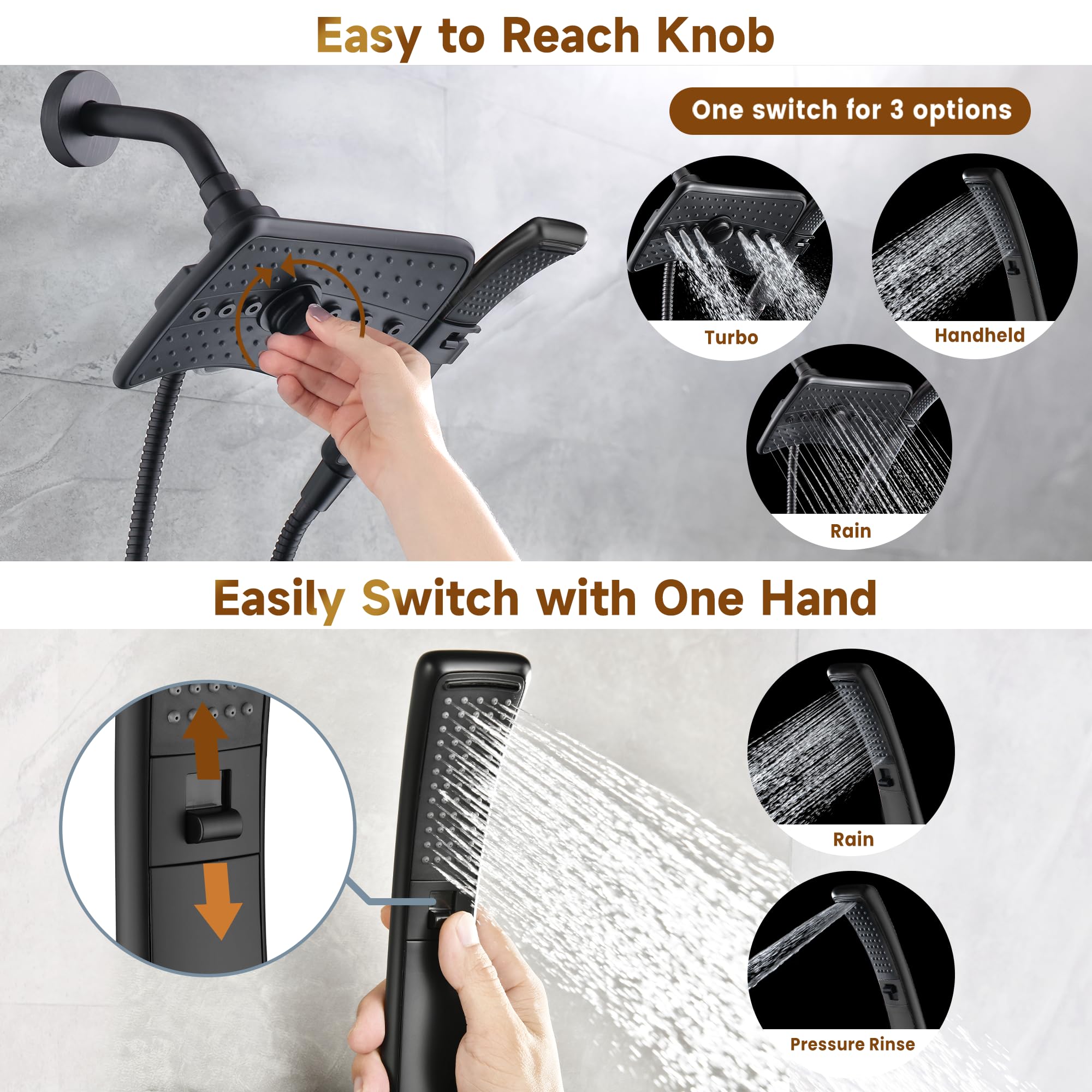 BRIGHT SHOWERS handheld shower for versatile cleaning and targeted rinsing.