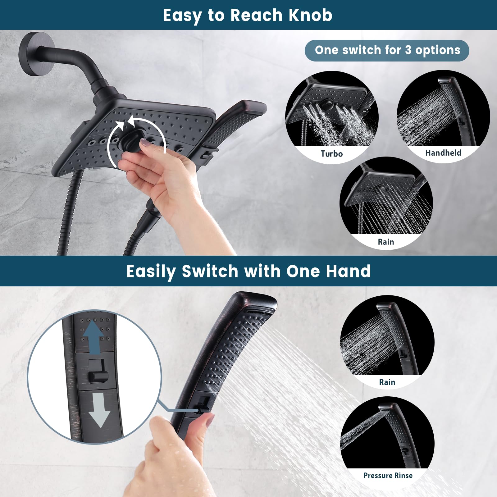 BRIGHT SHOWERS handheld shower for flexible cleaning and targeted rinsing