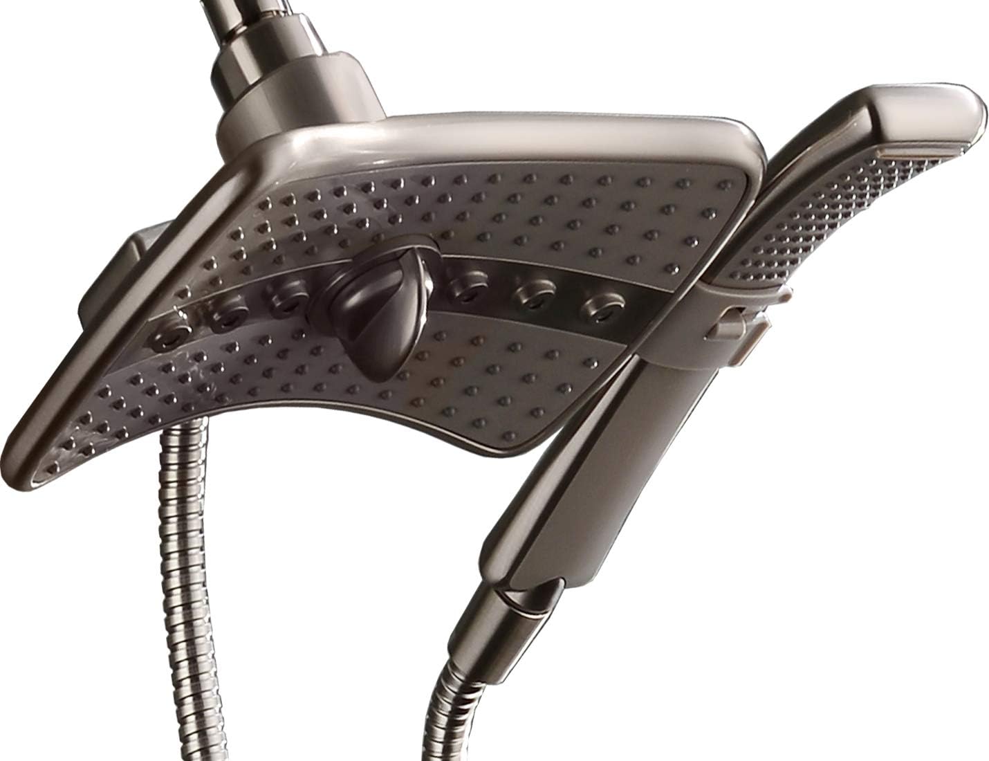 BRIGHT SHOWERS high-pressure brushed nickel shower heads combo for a refreshing, efficient shower experience