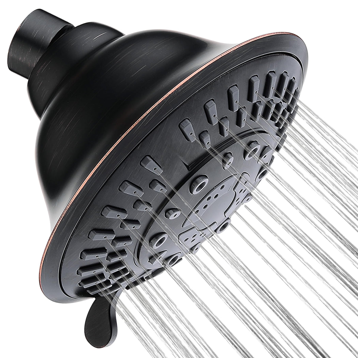 Bright Showers high-pressure shower head front view delivers a powerful rinse