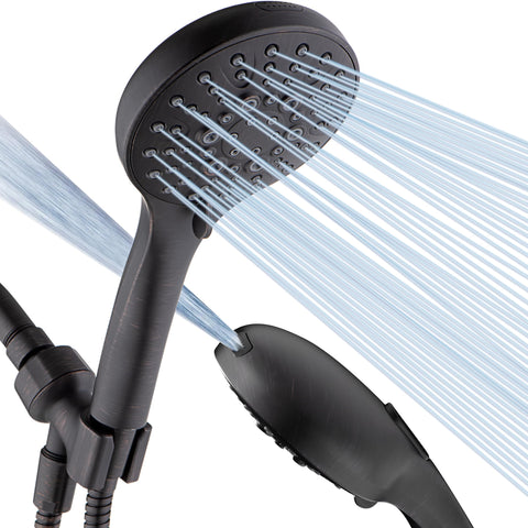 Bright Showers high pressure handheld head for a powerful rinse and easy maneuverability.
