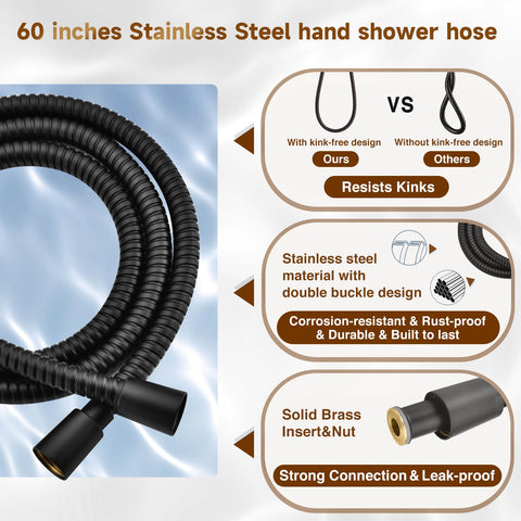 BRIGHT SHOWERS matte black finish adds contemporary bathroom style.