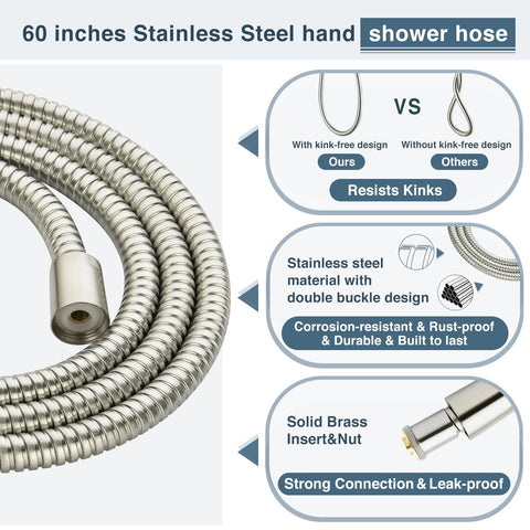 BRIGHT SHOWERS package includes 60-inch hose and teflon tape for a complete upgrade