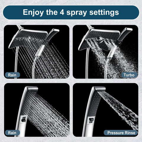 Bright Showers rain shower head delivers wide, spa-like coverage.
