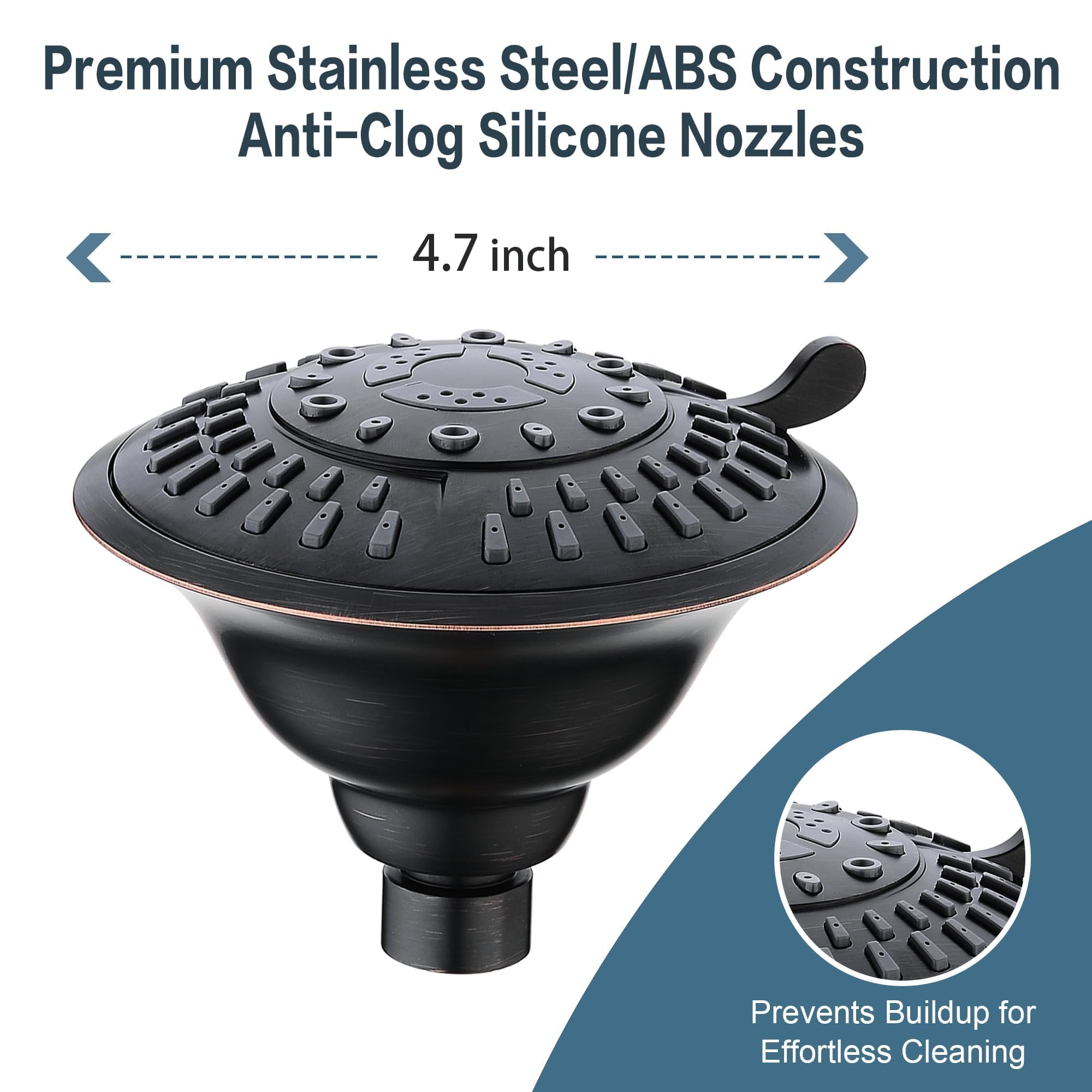 Bright Showers easy-clean silicone nozzles prevent buildup and maintain flow