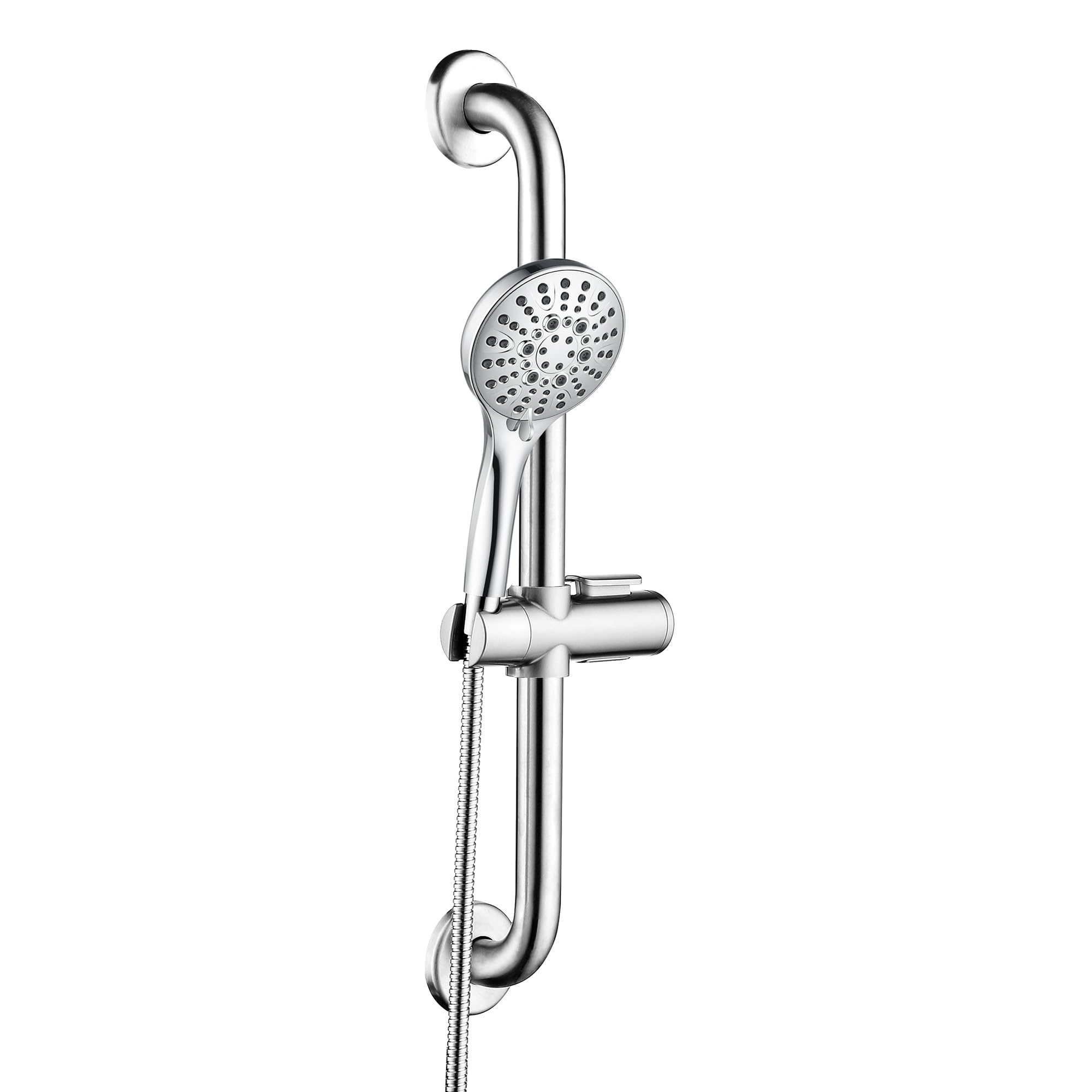 BRIGHT SHOWERS stainless steel grab bar set with secure wall mounting for stable support.