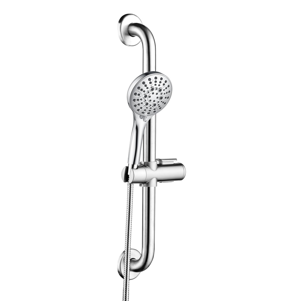 BRIGHT SHOWERS stainless steel grab bar set with secure wall mounting for stable support.