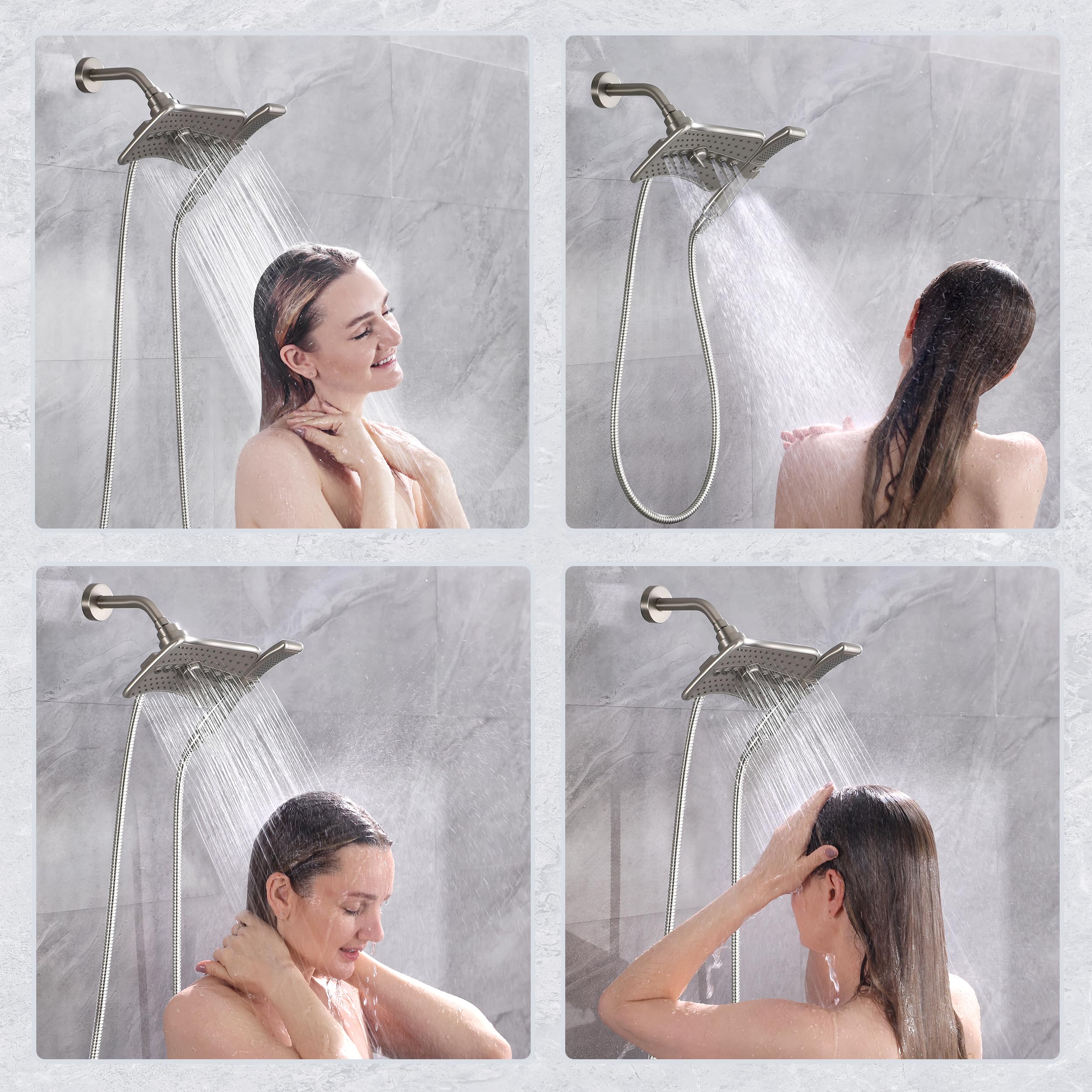 BRIGHT SHOWERS 5 ft stainless steel hose ensures durable reach and anti-twist performance