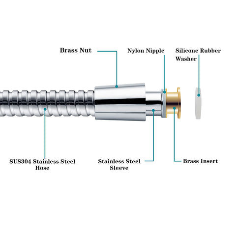 Bright Showers stainless steel chrome hose resists corrosion