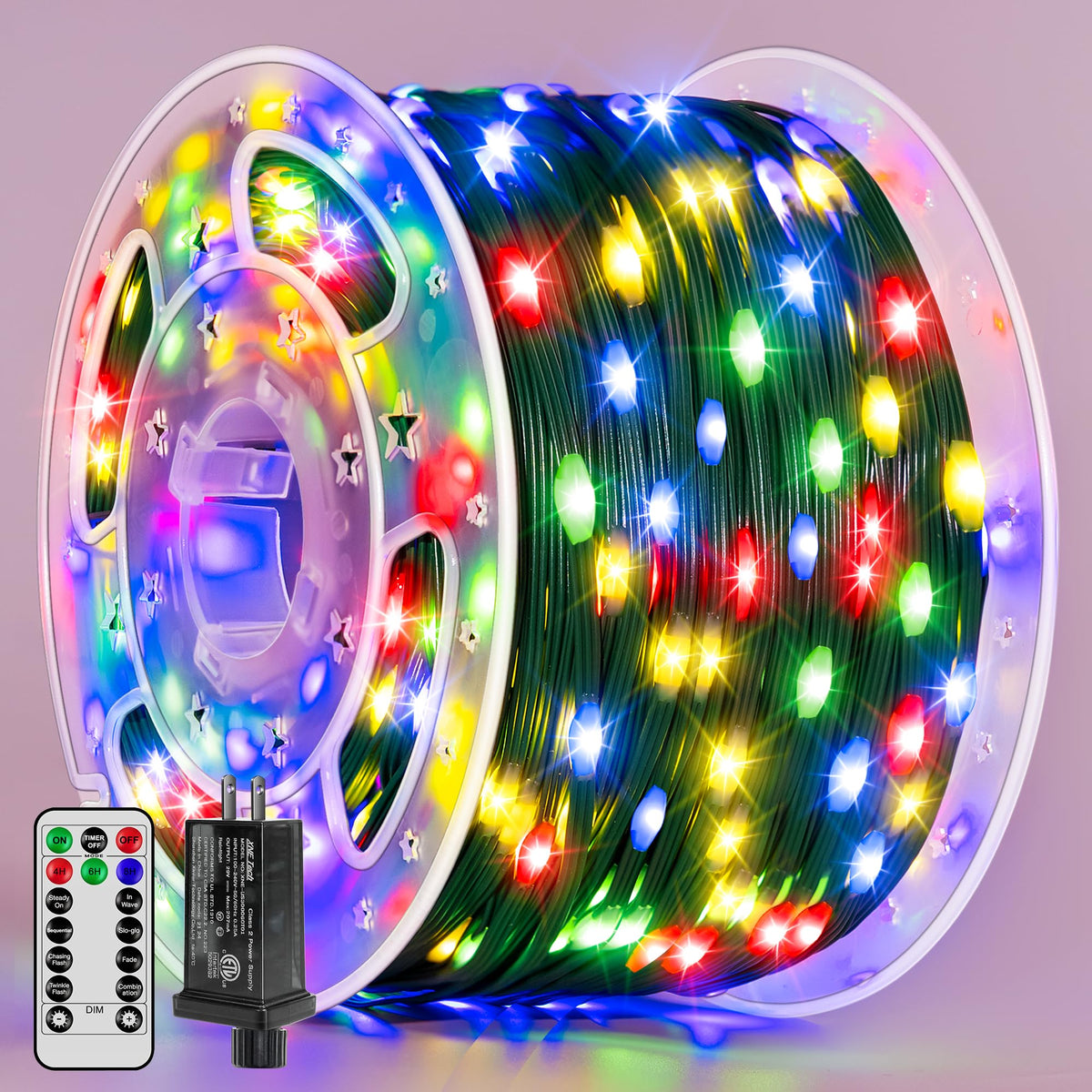 BrightChristmas 1200 LEDs 394ft string lights for expansive outdoor displays.