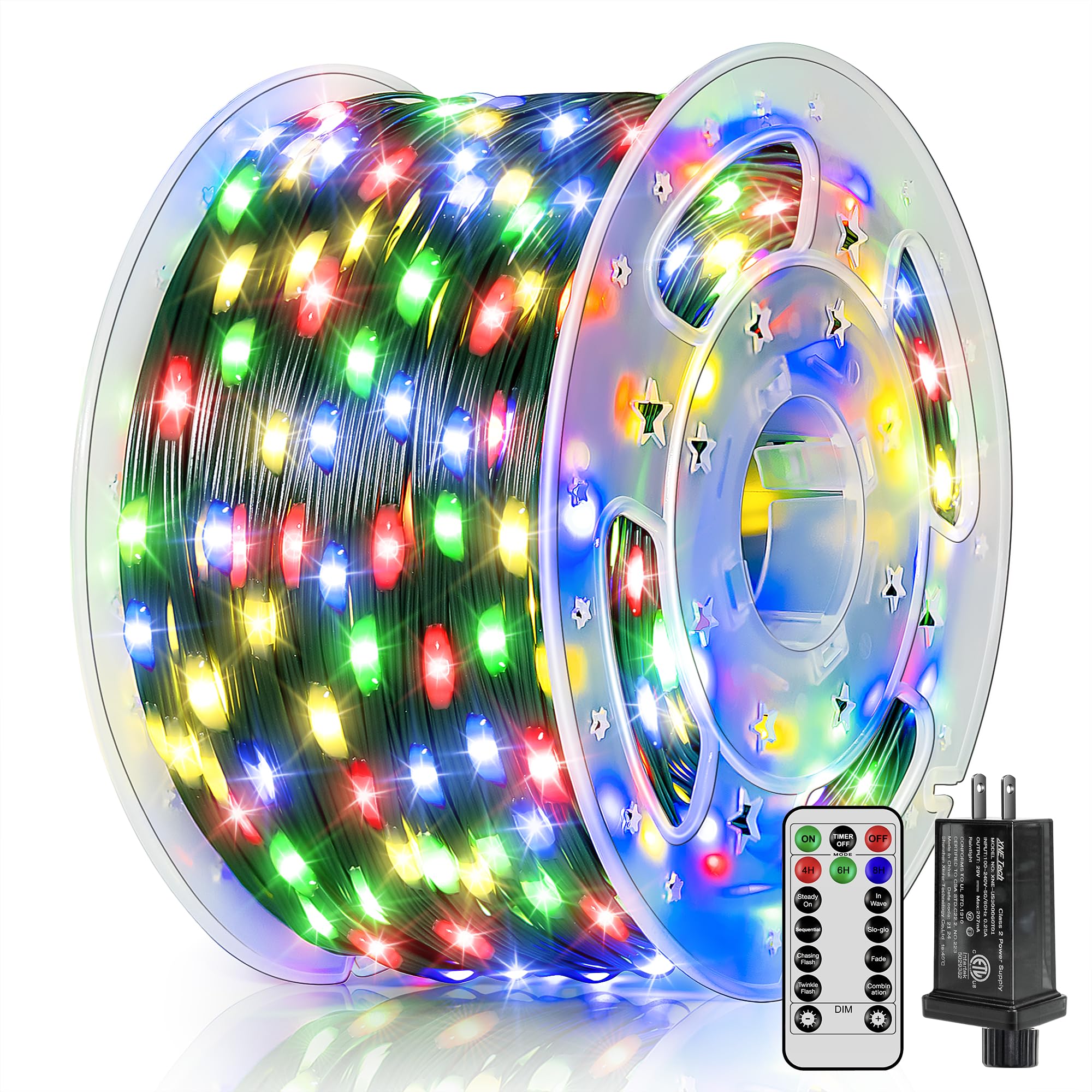 BrightChristmas 600 LED lights illuminate the house exterior for a festive outdoor display