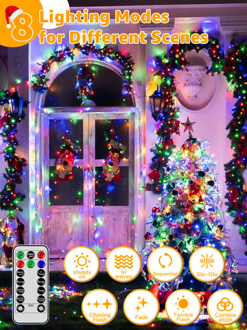 BrightChristmas fixed color pattern lights in red green blue and yellow.