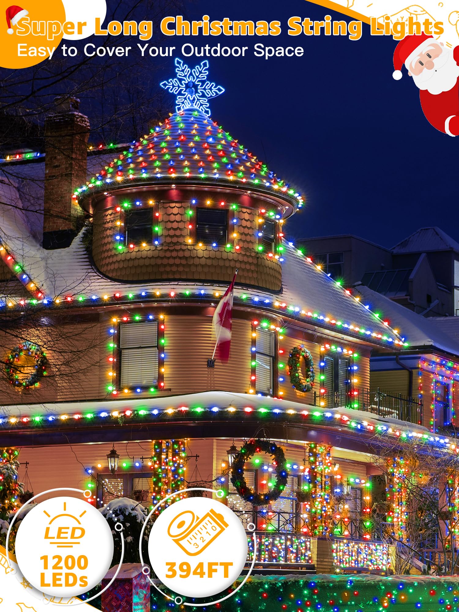 BrightChristmas outdoor IP67 waterproof multicolor lights for year-round use.