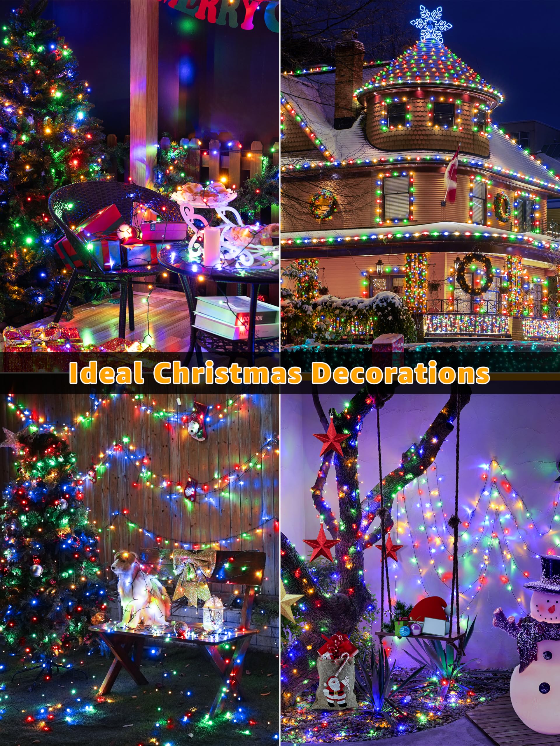 BrightChristmas porch and garden decoration with long distance lighting.