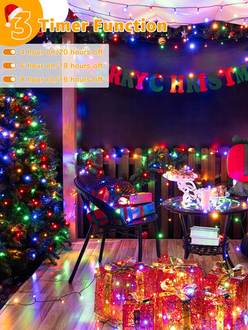 BrightChristmas remote timer lights offering eight modes for versatile scenes.