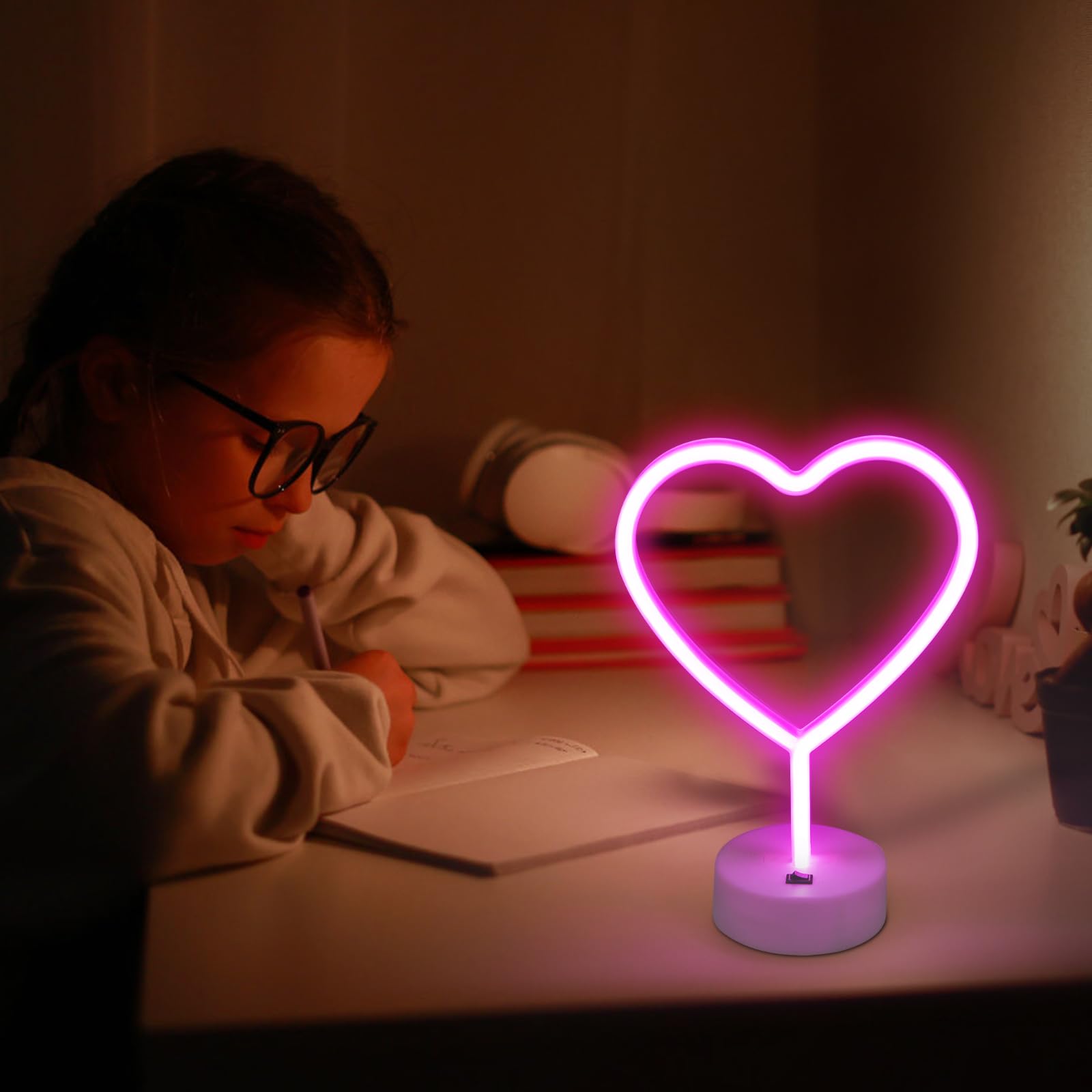 BRIGHTDECK pink heart neon sign as a thoughtful gift idea with ambient light