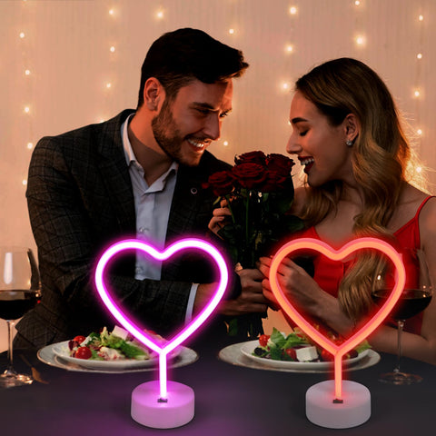 BRIGHTDECK pink heart neon sign creates festive party decor with pink glow