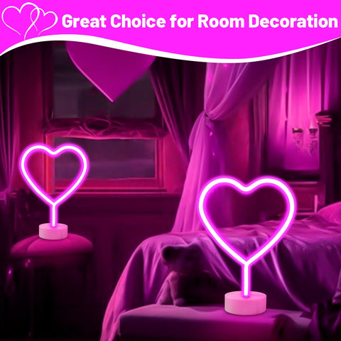 BRIGHTDECK pink heart neon sign in kids' room decor.