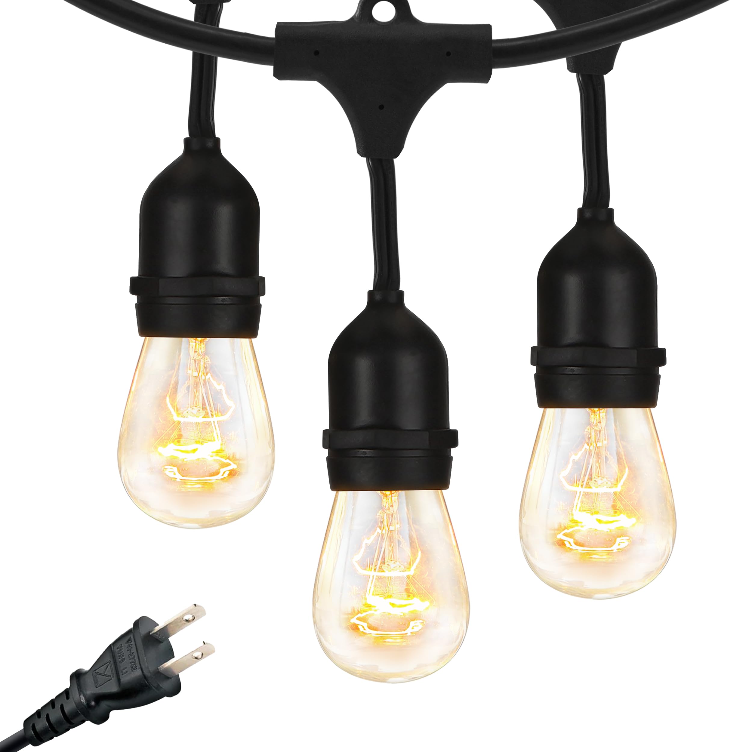 Brightech Ambience Pro 24ft outdoor string lights illuminate patios with warm Edison glow.