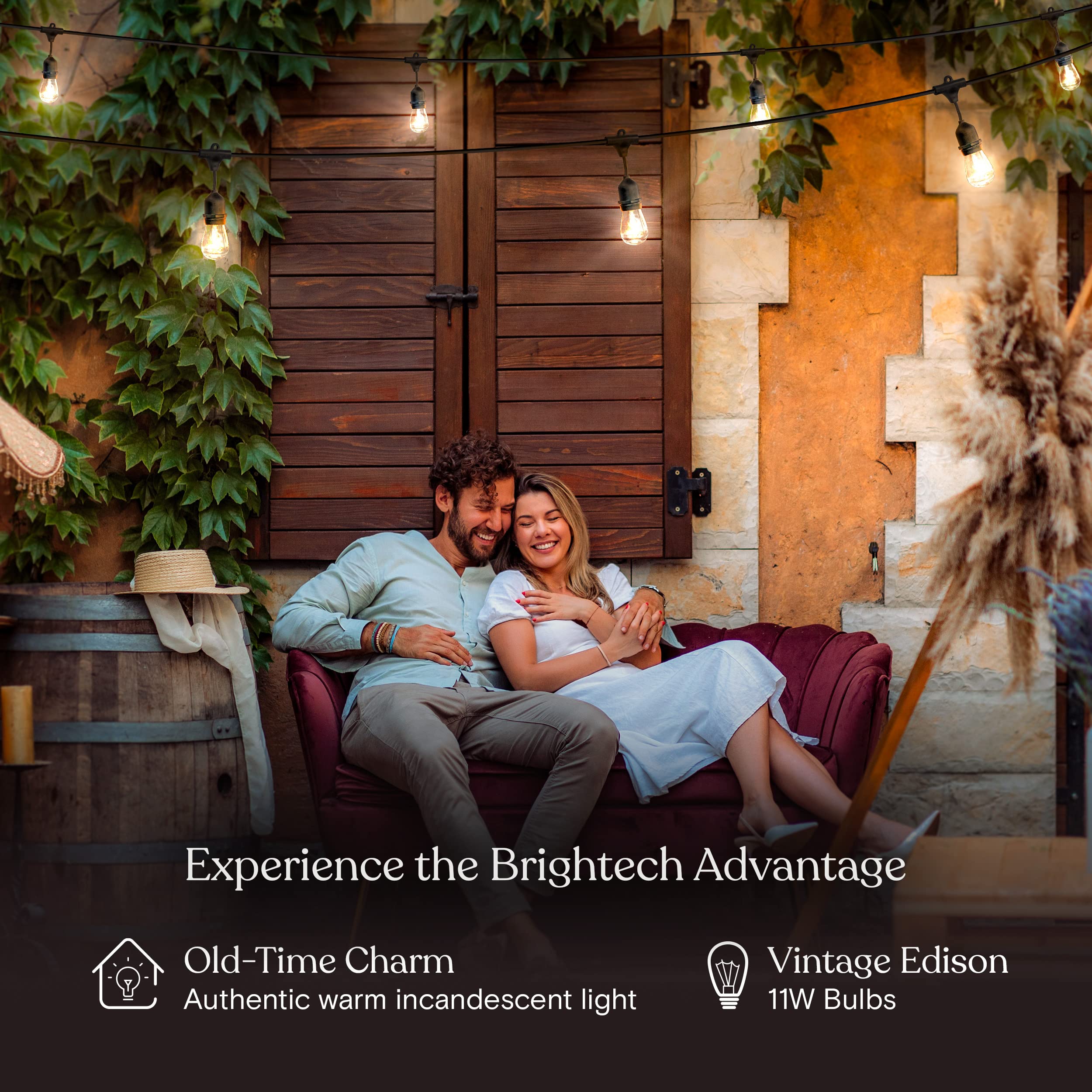 Brightech Ambience Pro backyard setup demonstrates versatile installation on patio and pergola.
