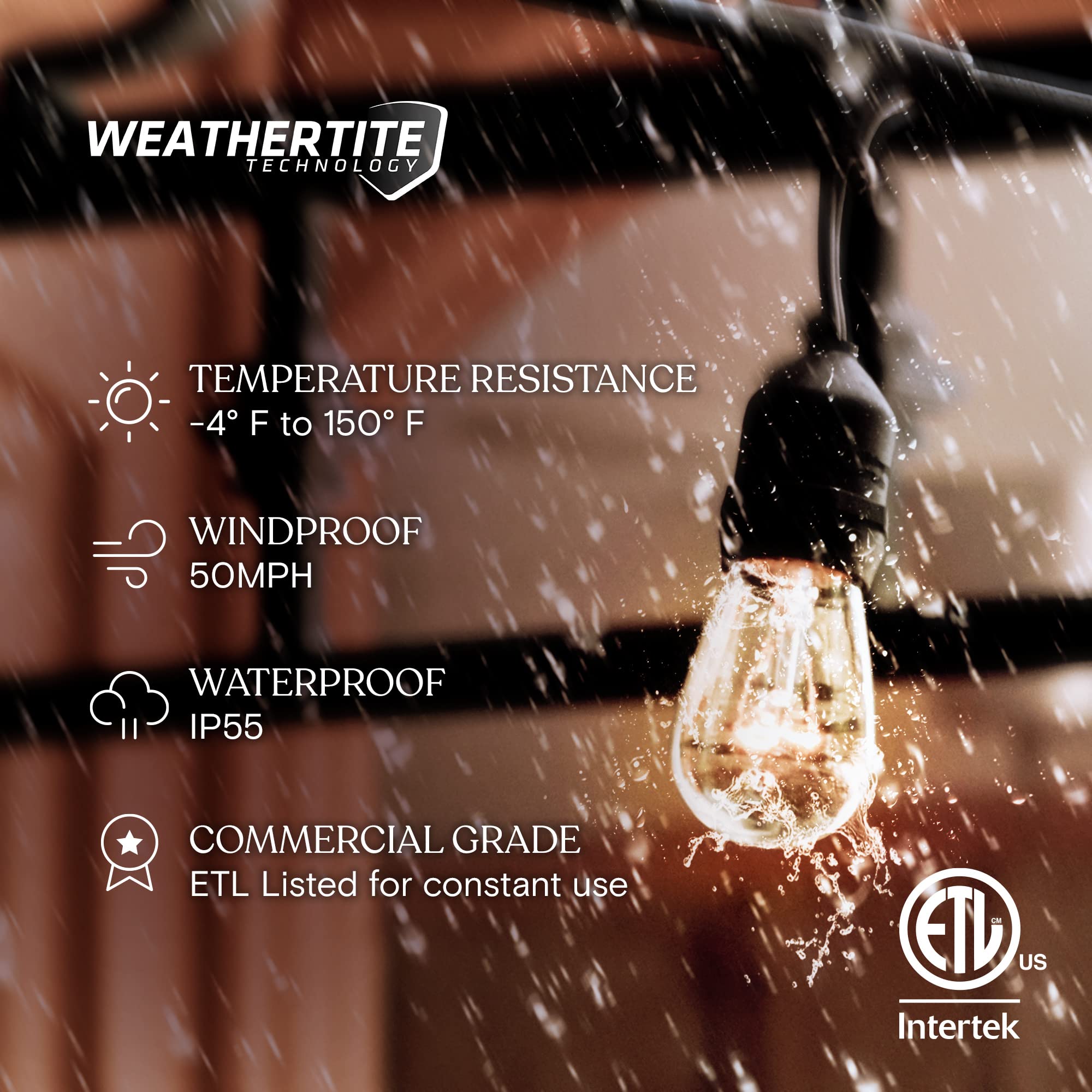 Brightech Ambience Pro Edison bulbs closeup shows vintage filament and inviting ambience.