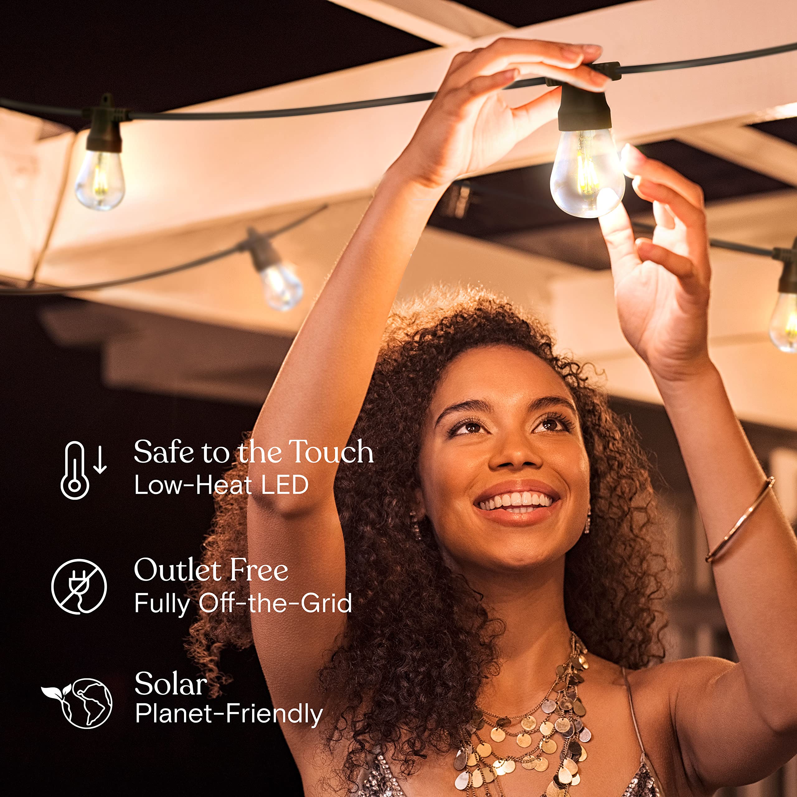 Brightech Ambience Pro remote control with two brightness settings adapts to events.