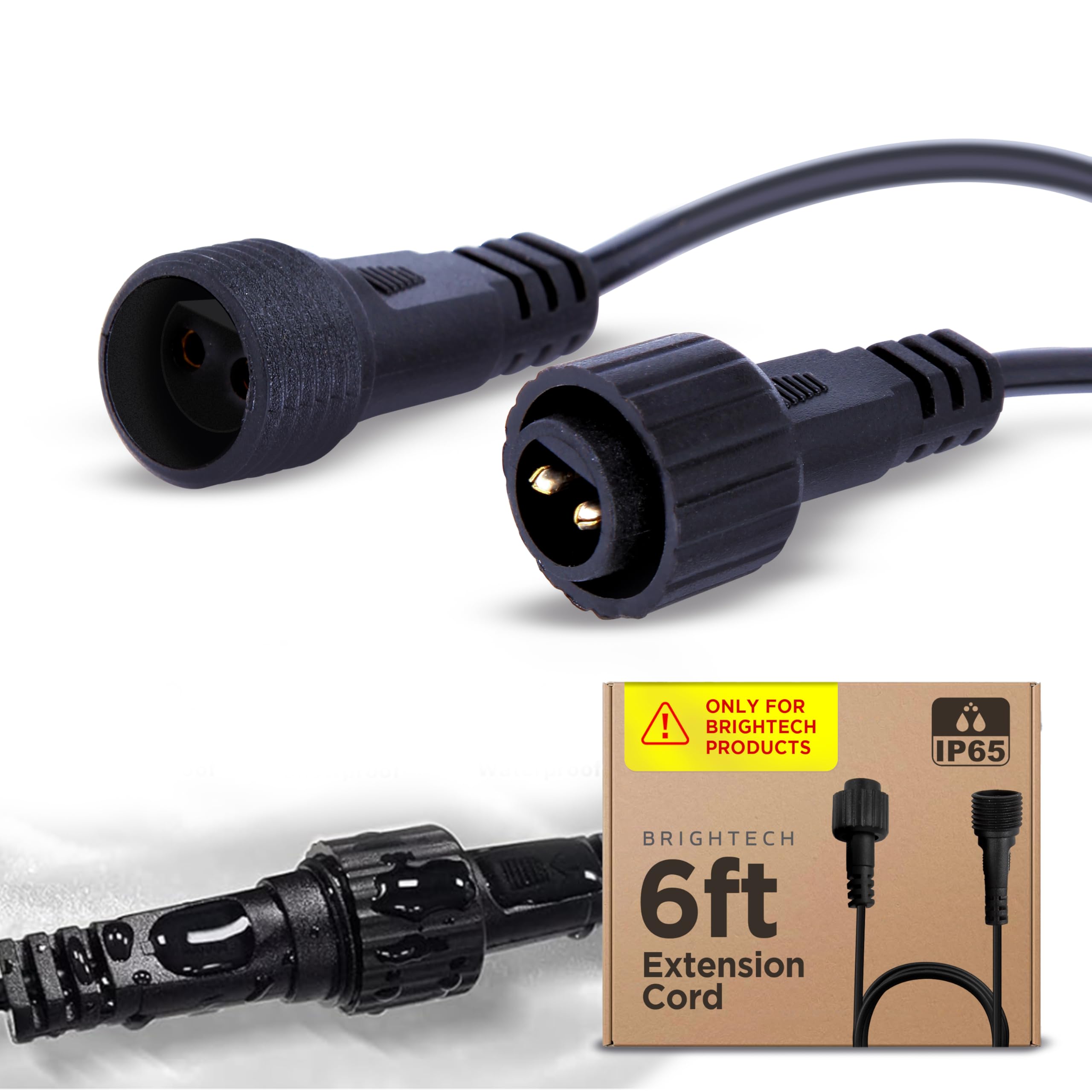 Brightech Ambience Pro six-foot extension cord powers outdoor string lights.