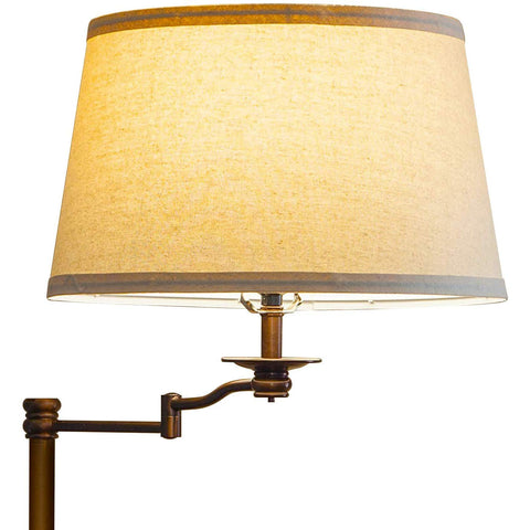 Brightech Caden floor lamp swing arm adjustable for precise light over seating.