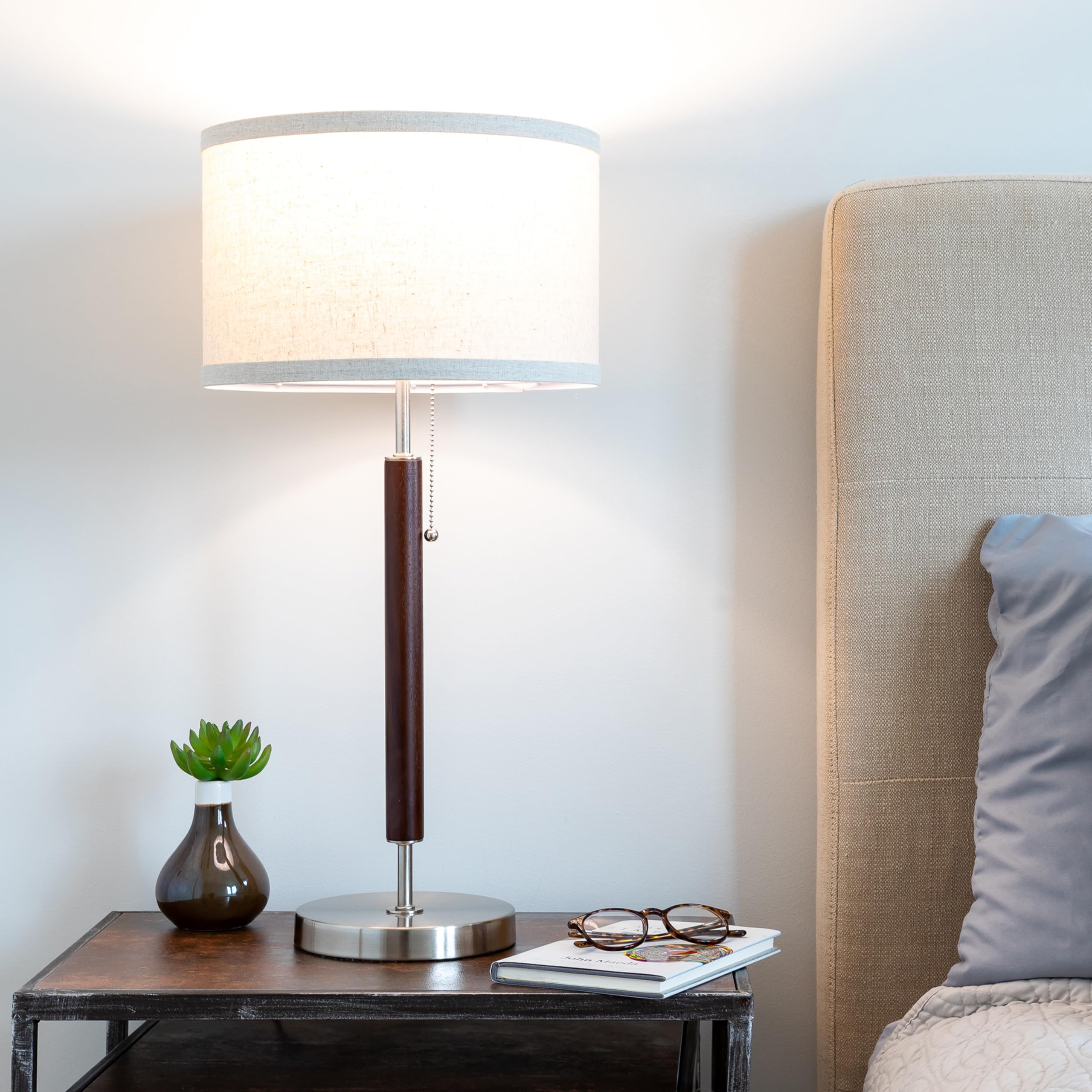 Brightech Carter lamp features a smart outlet for voice or device control.