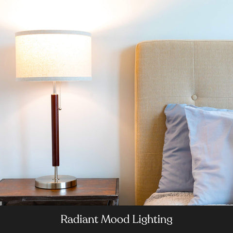 Brightech Carter wood and stainless steel finish blends with any room.