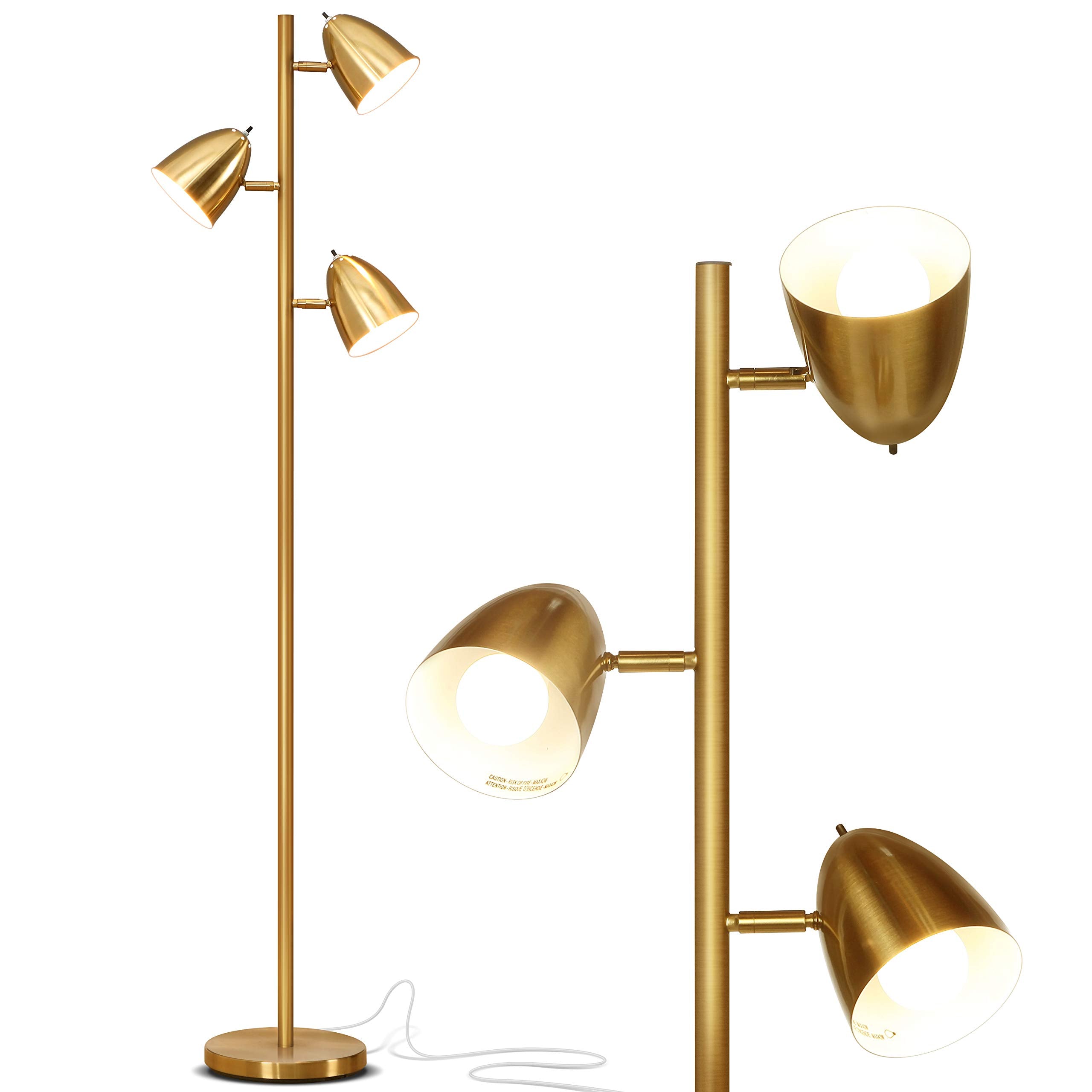 Brightech Jacob LED floor lamp with a 3-light tree for versatile living room illumination.