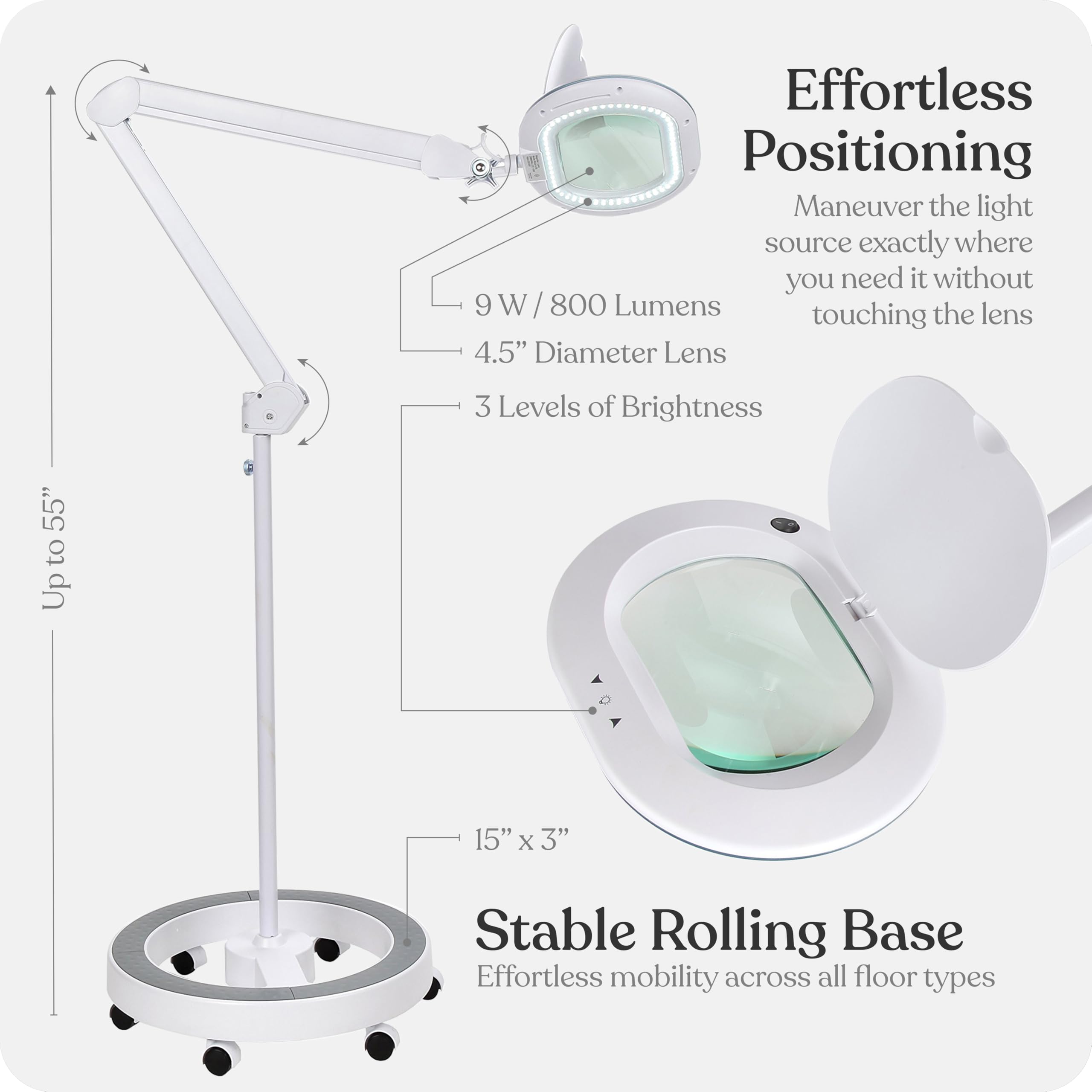 Long 53-inch cord enables flexible placement in workshops.