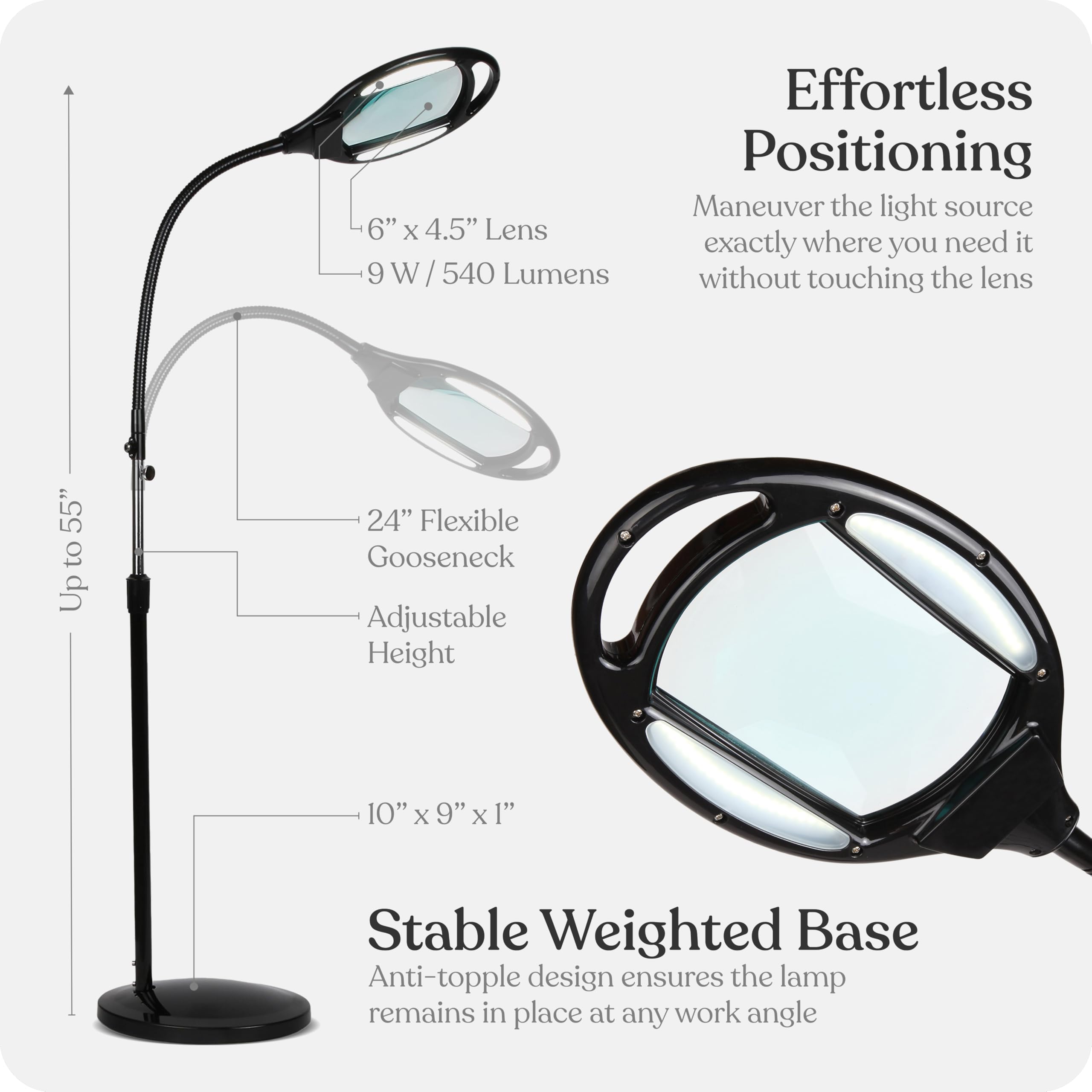 Brightech LightView Pro sturdy floor lamp with adjustable height.