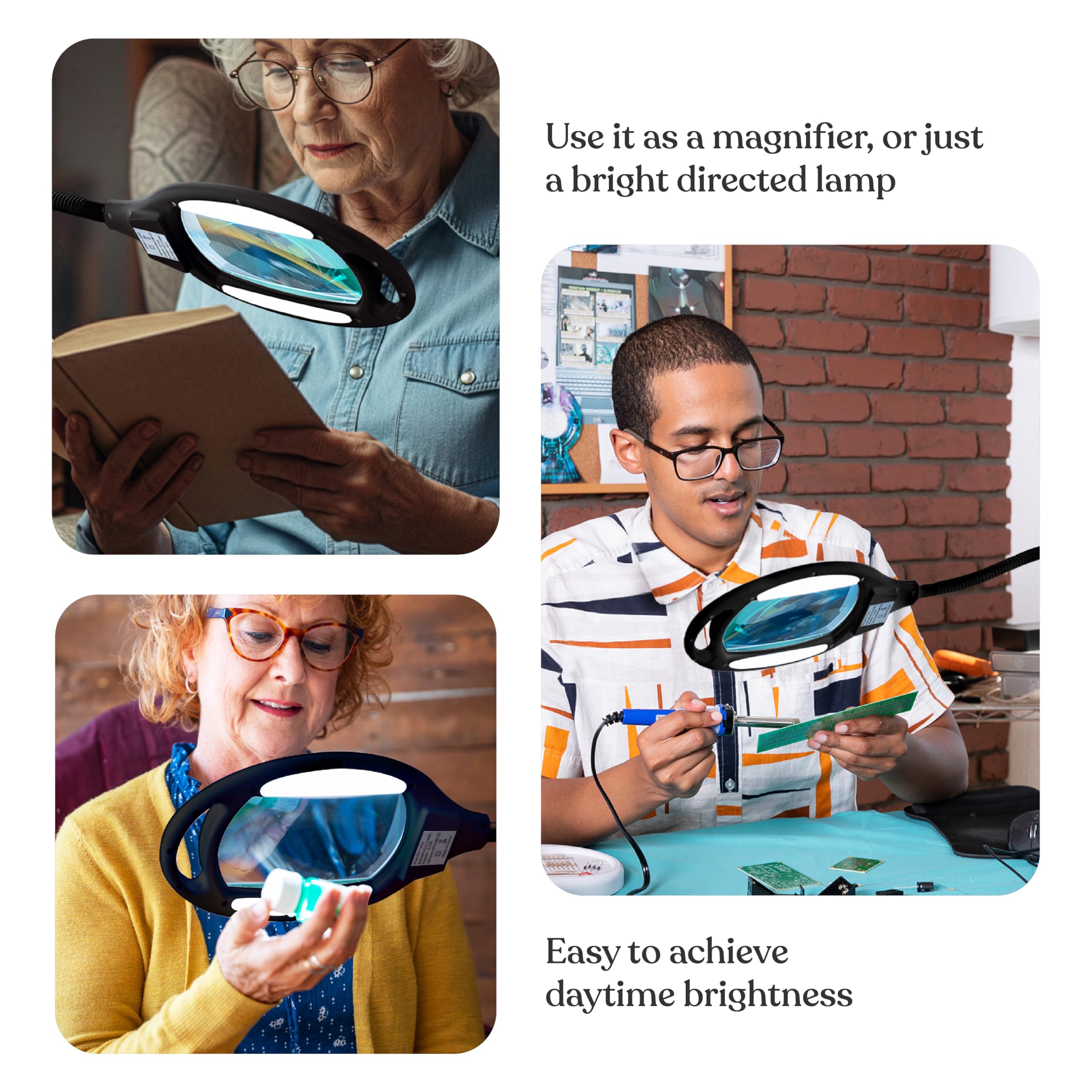 Brightech LightView Pro hands-free magnification ideal for crafts and sewing.
