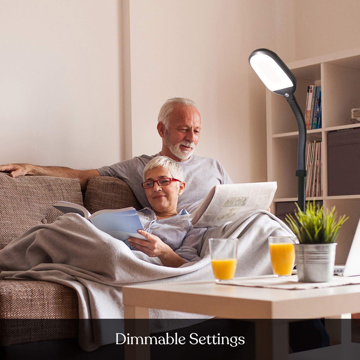 Brightech Litespan gooseneck demonstrates flexible adjustment for directed light