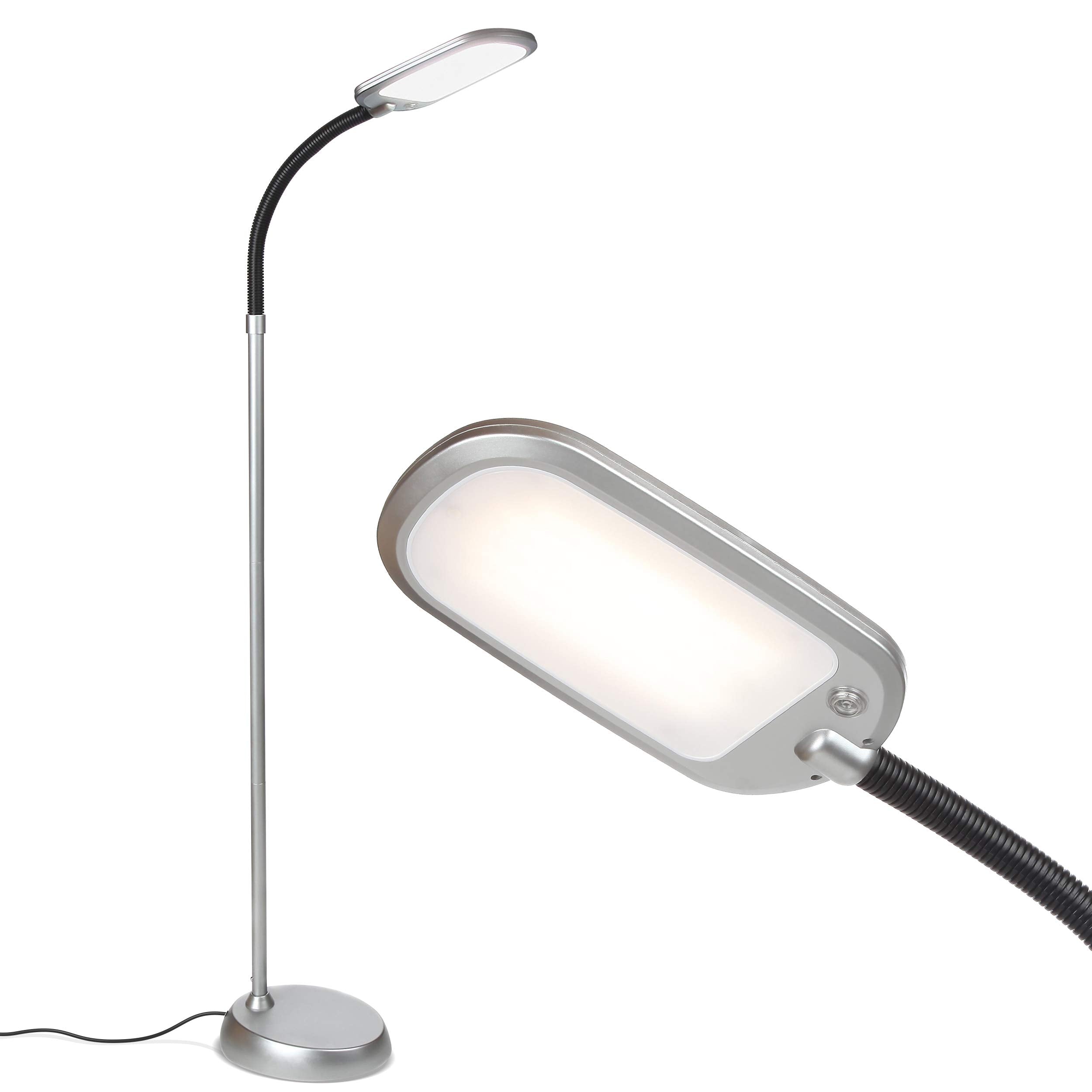 Brightech Litespan gooseneck lamp angled for precise close-up tasks.