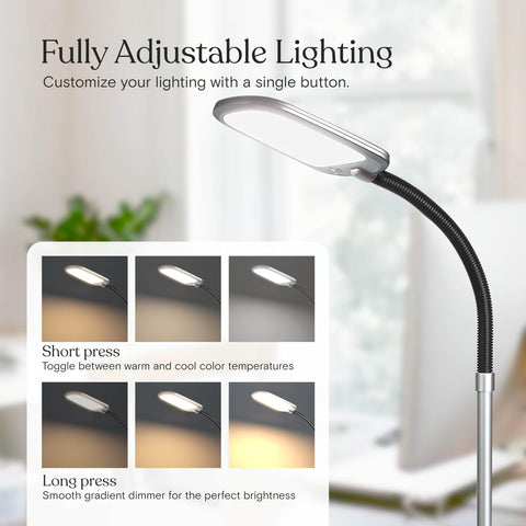 Brightech Litespan near living room seating delivers balanced ambient lighting.