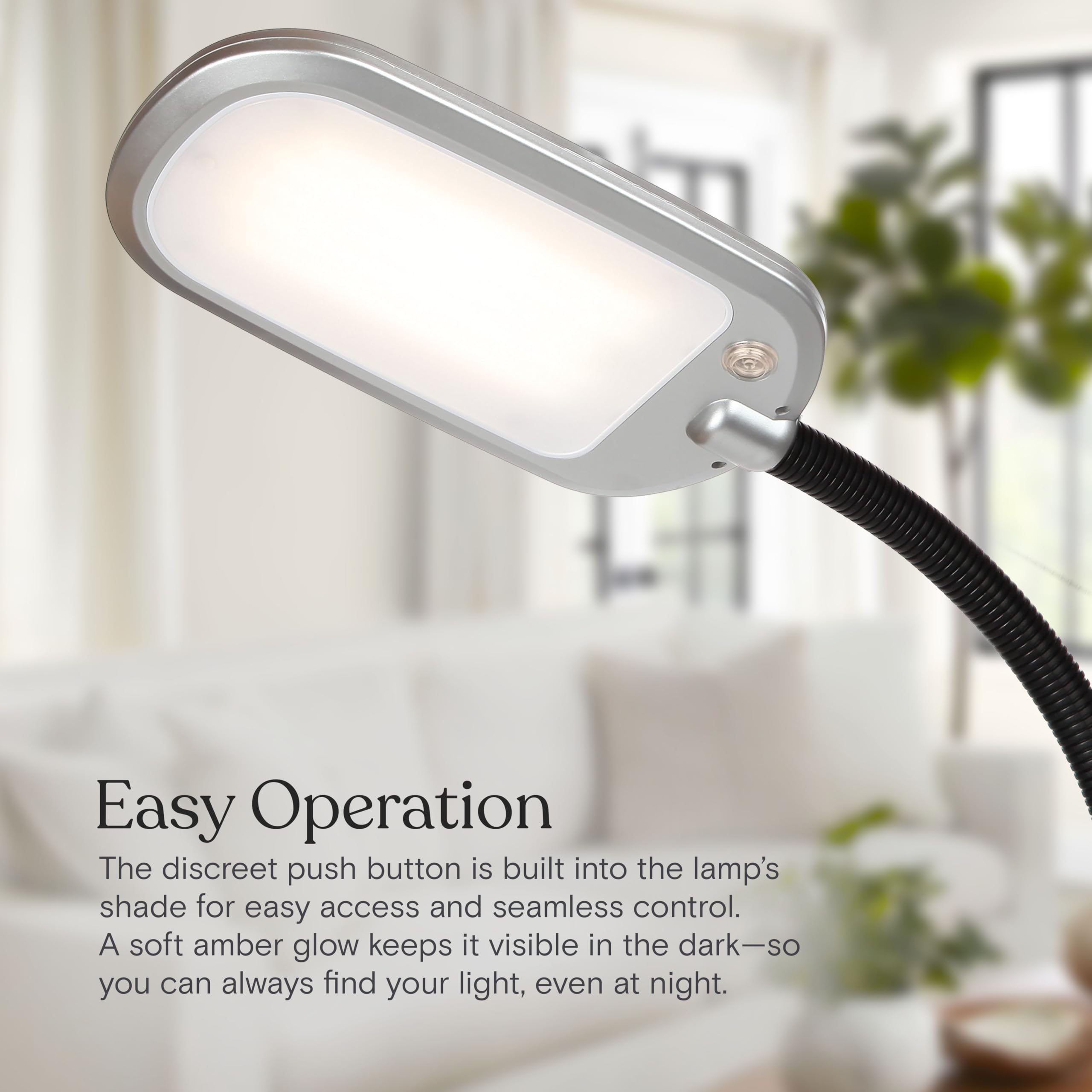 Brightech Litespan sturdy base reduces tipping risk.