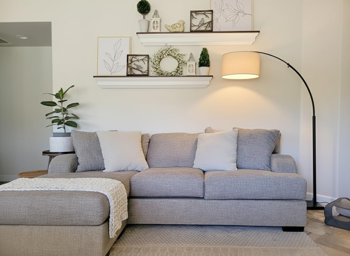 Brightech Logan Arc lamp in black finish suits contemporary decor.