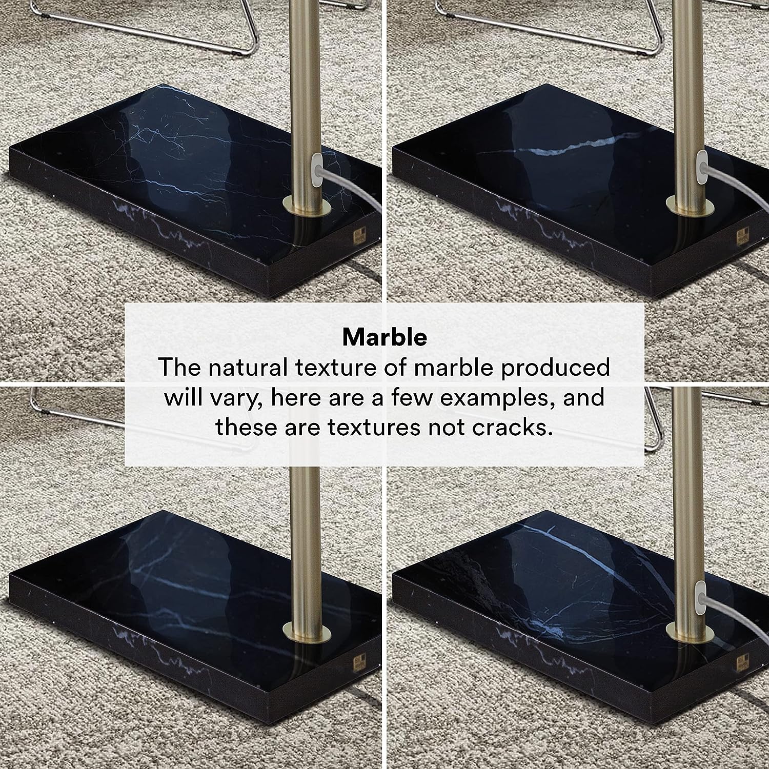 Logan Arc lamp fits under furniture thanks to a slim base height